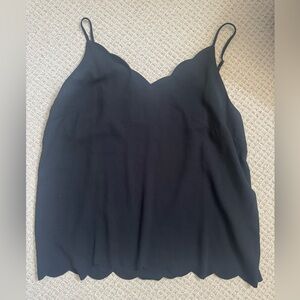 Elegant Black Scalloped Women's Top